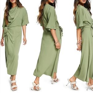 ASOS Design Cowl Neck Side Tie midi dress